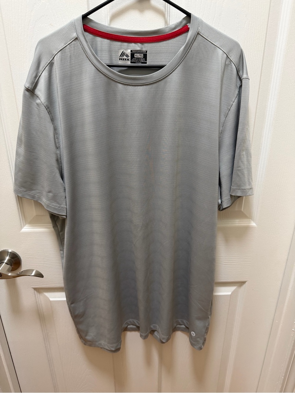RBX Light Gray Performance Tee with Red Collar Accent